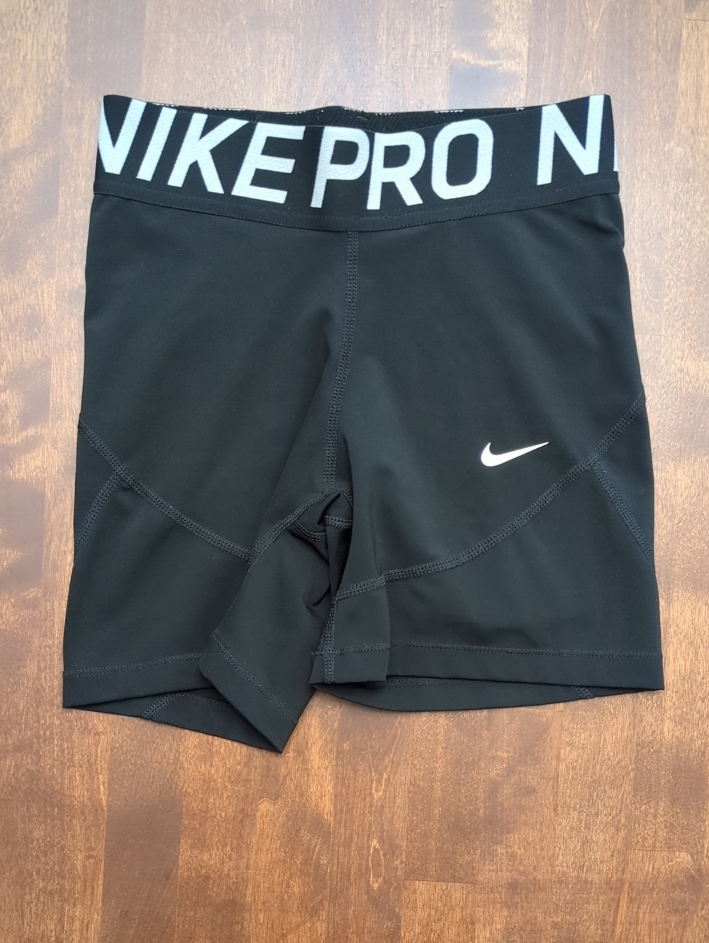 Nike Black Pro Compression Bike Shorts with White Swoosh